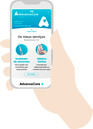 imagem de telemóvel a mostrar aplicação Advancecare