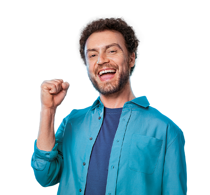 imagem de homem feliz e a sorrir