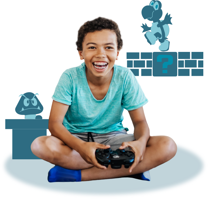 imagem de criança a jogar numa consola de jogos